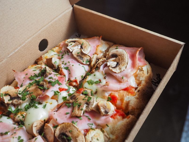 BBQ Chicken pizza with caramelized onions at Pizza luce