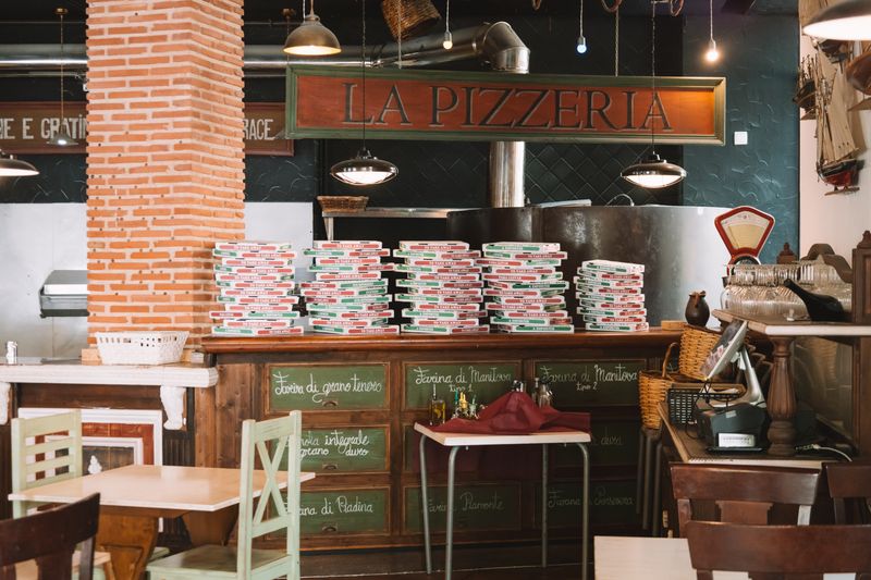 Pizza luce kitchen with handcrafted pizza being prepared